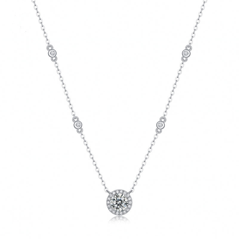 Stunning 925 Sterling Silver Moissanite Clavicle Chain Necklace - Elegant and Simple Design for Everyday Wear