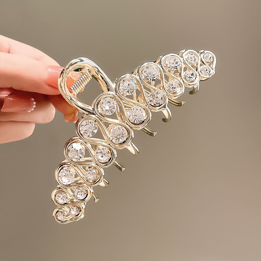 Add Some Sparkle to Your Hair with Our Beautiful Pearl and Metal Hair Claw Clip - Large Size