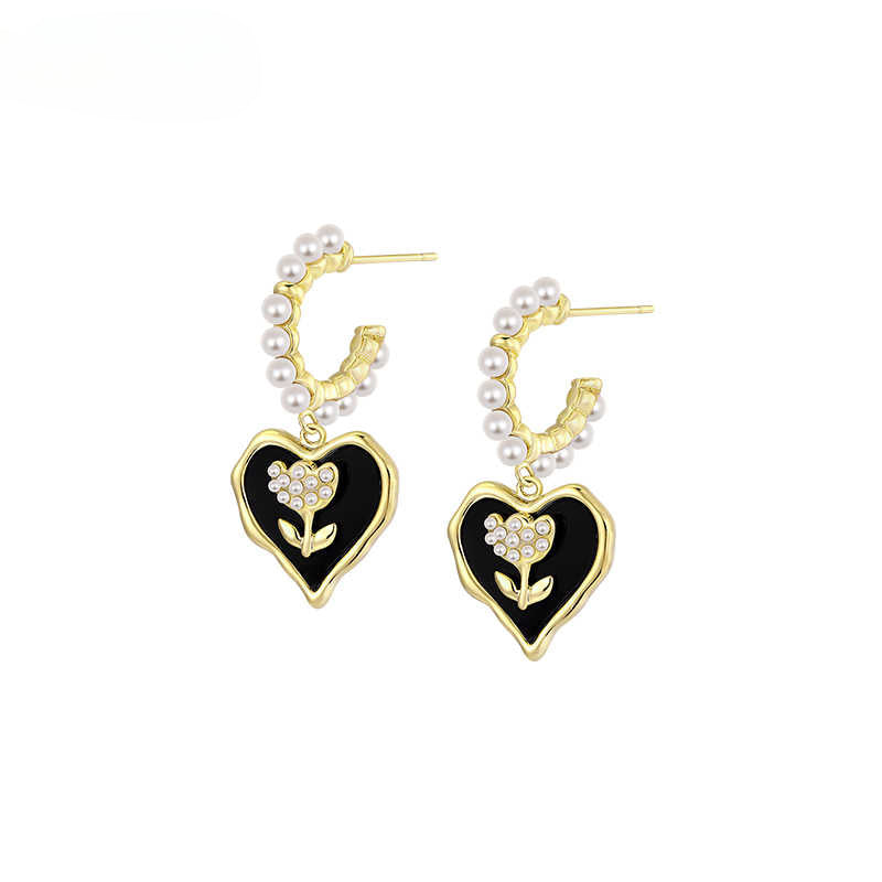 FN Tulip Love Artificial Pearl 925 Silver Needle Earrings LOJS123