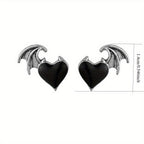 Gothic Devil's Wings Heart-Shaped Earrings: Add a Touch of Darkness to Your Look!
