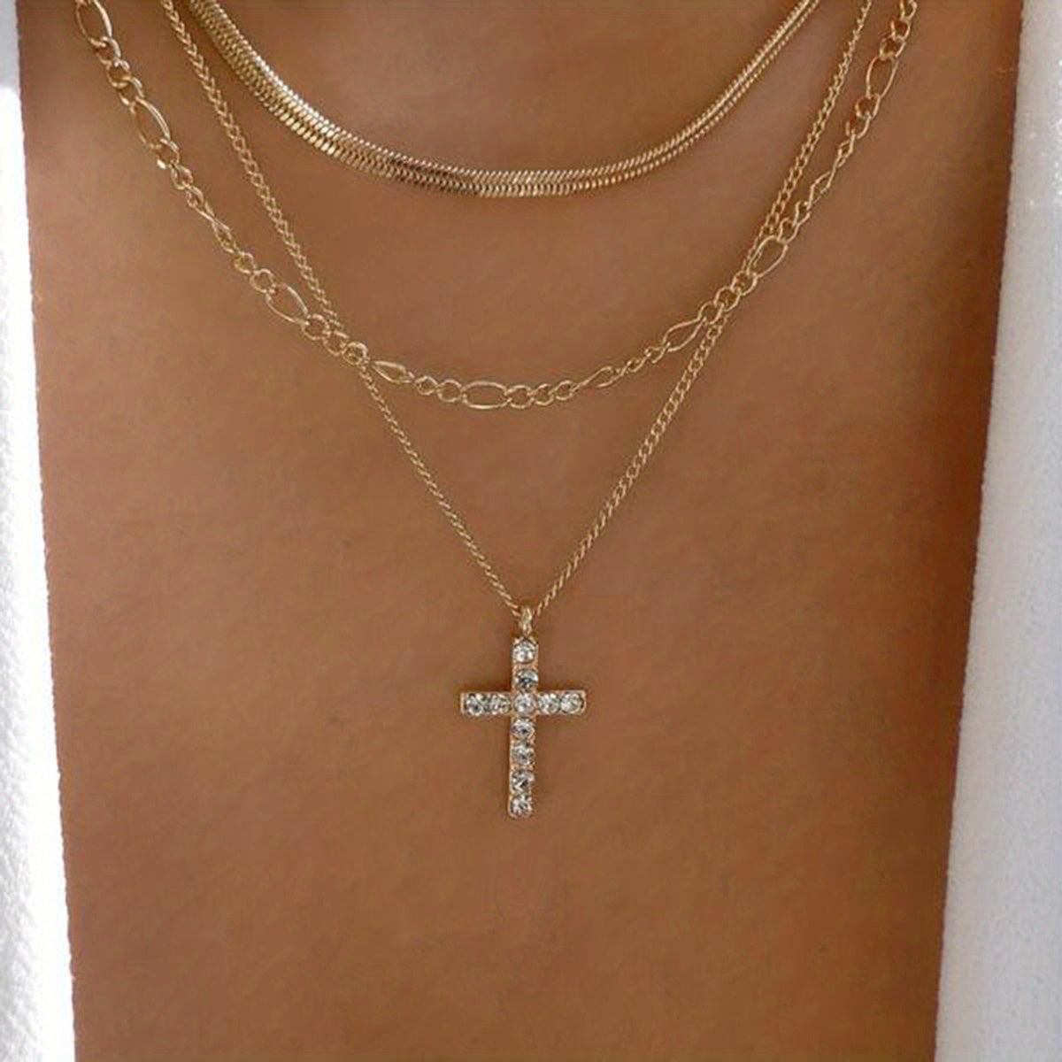 Delicate Faux Pearl Chain Cross Pendant Necklace Multi-style Neck Jewelry Accessories Gift