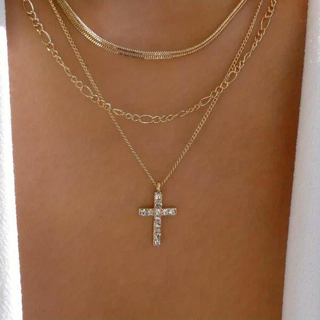 Delicate Faux Pearl Chain Cross Pendant Necklace Multi-style Neck Jewelry Accessories Gift