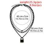 1 Pc Three Layers Chain Necklace Heart & Lock Shape Pendant Adjustable Clavicle Chain
