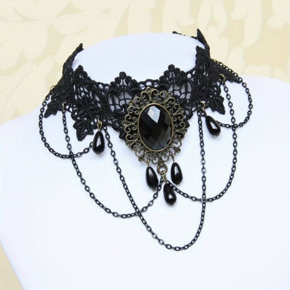 Clavicle Chain Neck Jewelry Neck Strap Collar Female Neck European And American Black Neck Chain Lace Halloween Short Necklace