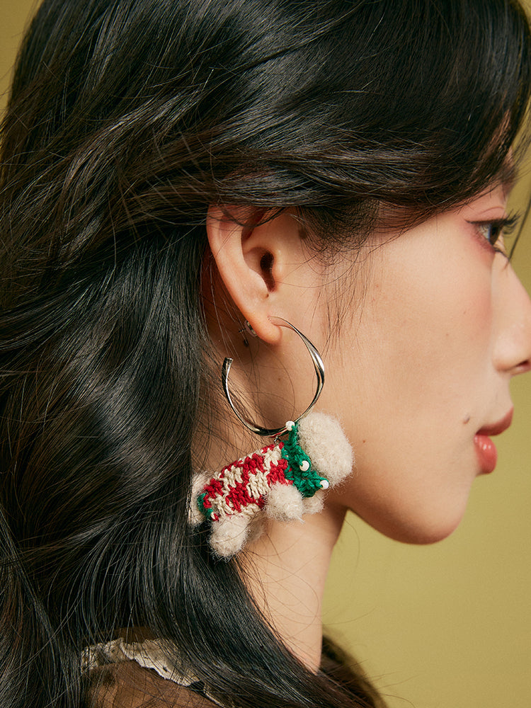 LB Hand Crochet "Companion Cat" Cute Earrings Christmas LOJL88