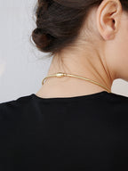 FN Simple Round Ball Collar Chain Metal Necklace LOJS75