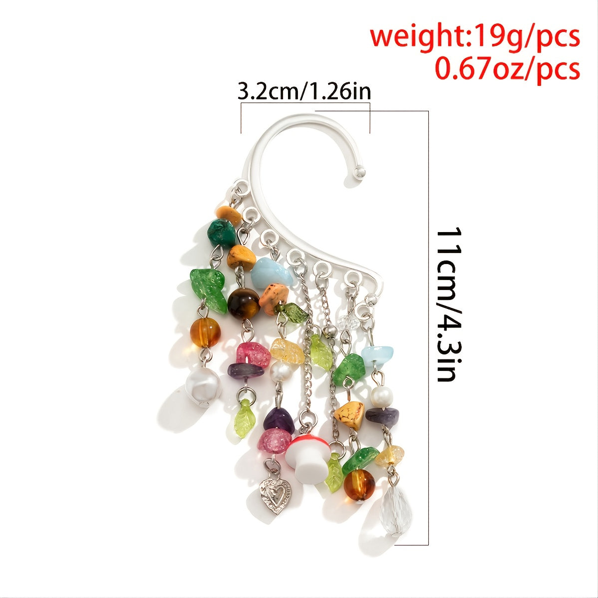 1 Piece Creative Fashion Irregular Turquoise Crystal Mushroom Love Pearl Tassel Earrings Earrings
