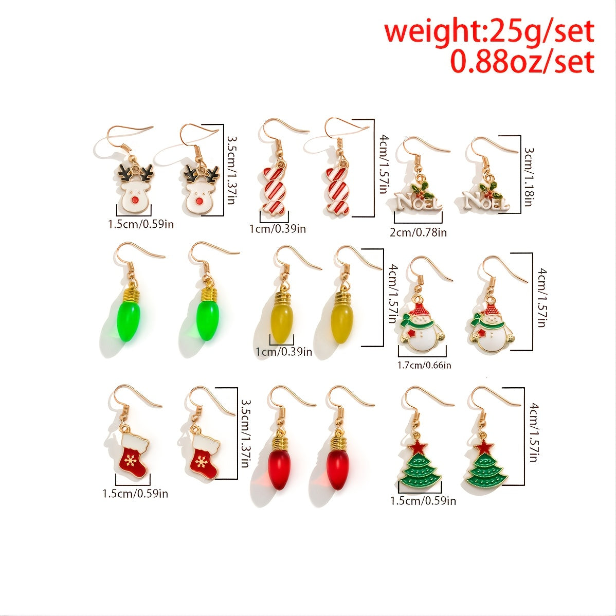 Christmas Cute Earrings Candy Santa Claus Christmas Tree Elk Earrings