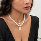2pcs Vintage Faux Pearl Necklace Pendant Bead Set For Women Girls Neck Jewelry Gift