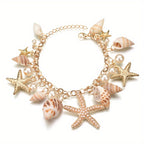 Ocean Style Shell Starfish Multi-Element Beach Bracelet For Women Girls Vacation Decor Accessories