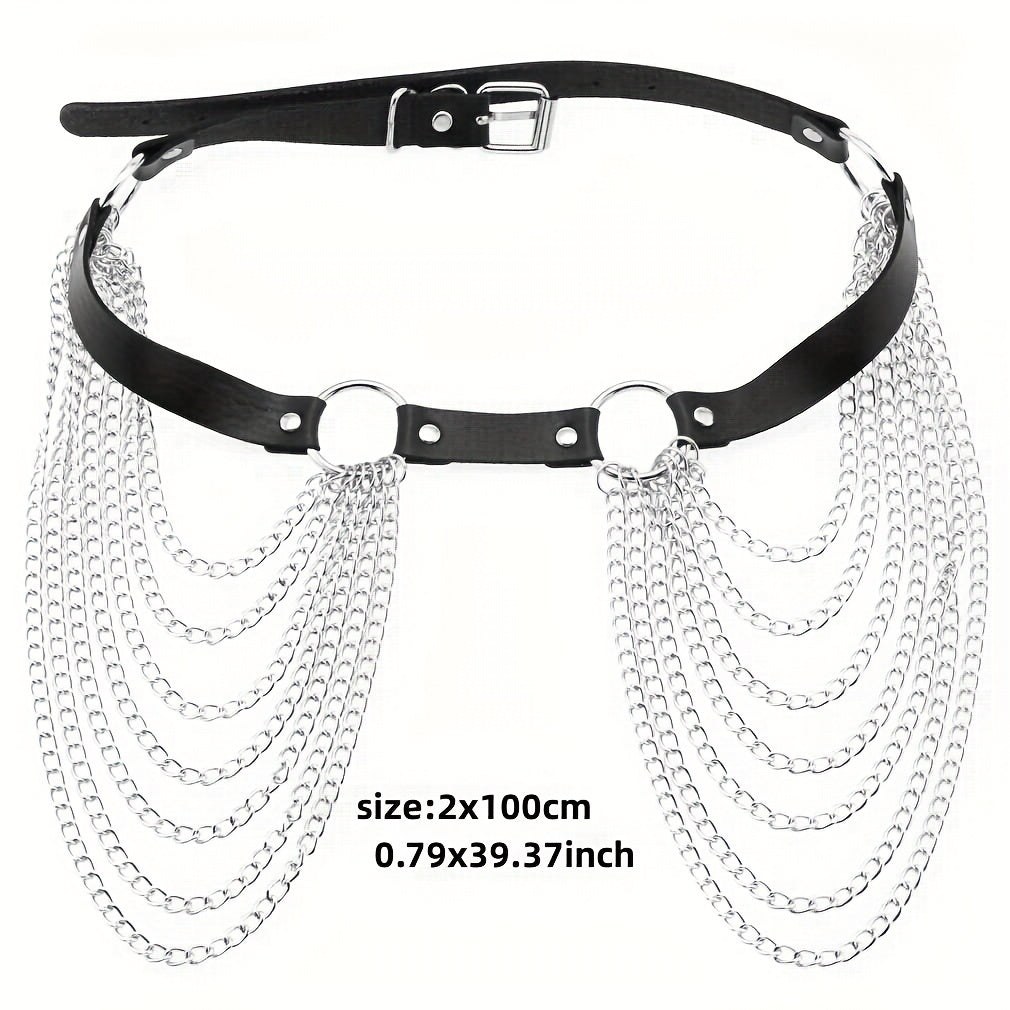 Gothic Vintage Punk Belts: Multi-Layer Chain Tassel Belt for Women's Decorative Y2K Trendy Corset Waistband at Music Festivals