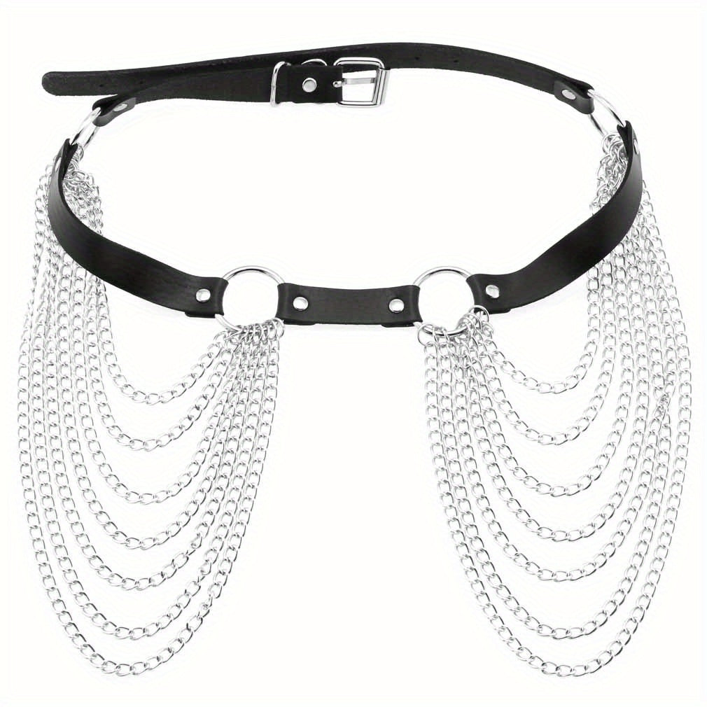 Gothic Vintage Punk Belts: Multi-Layer Chain Tassel Belt for Women's Decorative Y2K Trendy Corset Waistband at Music Festivals