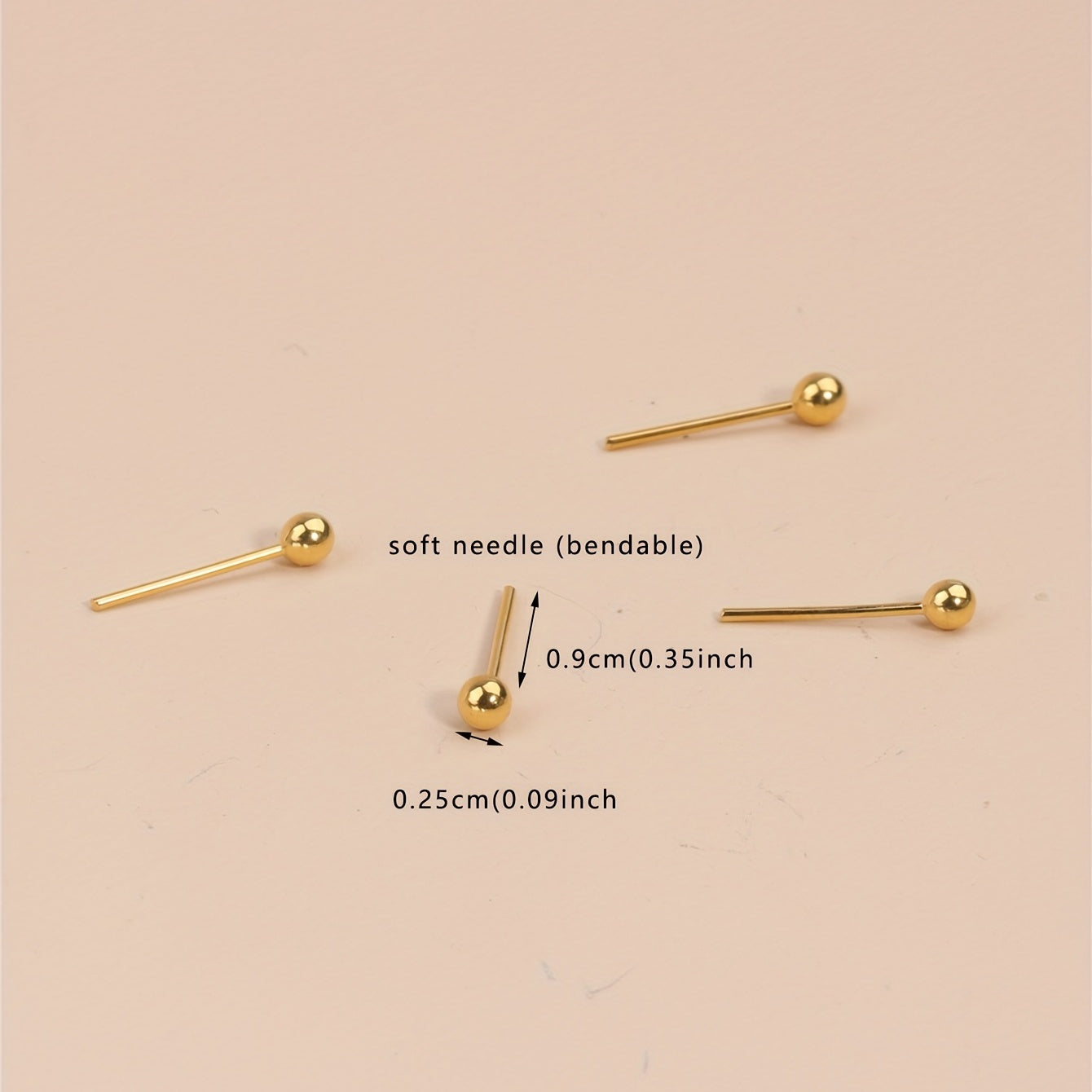 20pcs Golden Nose Ring Set For Women Men Ball Straight Needle Body Piercing Jewelry