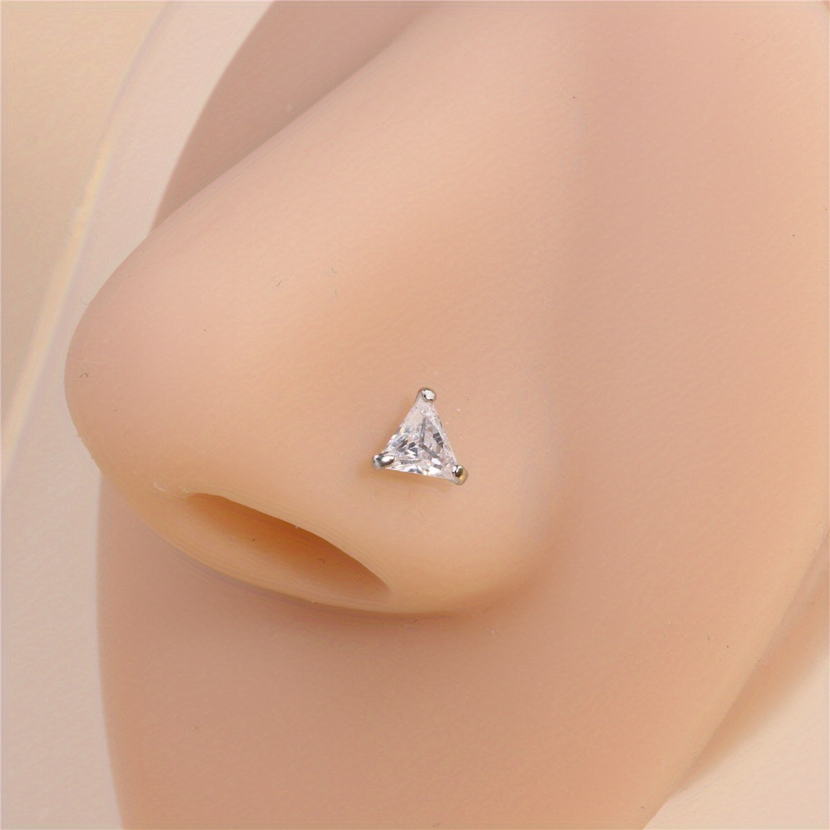 Inlaid Cubic Zirconia L Shape Nose Ring Studs For Women Body Piercing Jewelry