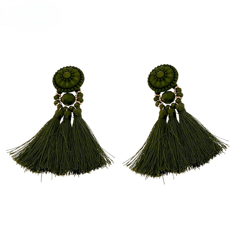 FN Colorful Tassel Long Geometric Earrings LOJS99