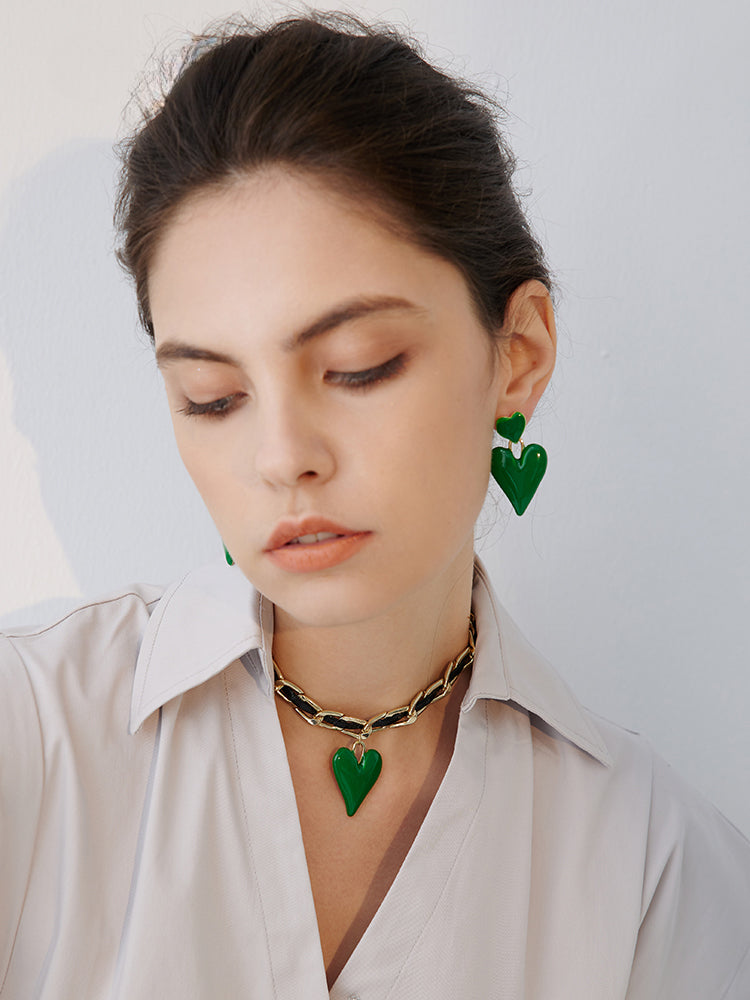 FN Green “Loveâ€?Pendant Earrings LOJS66