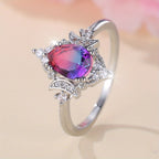 Elegant Promise Ring Inlaid Waterdrop Shape Gradient Zircon Engagement Wedding Jewelry For Girls