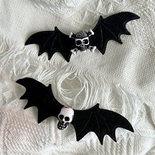 2pcs Punk Bat Hair Clip Halloween Skull Duckbill Clip Horror Bat Wing Alligator Clip For Women Girls Party Festival Decoration