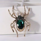 Inlaid Red Faux Gems Spider Shape Zinc Alloy Brooch Pin Simple Style Animal Theme Brooch For Women Girls