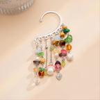 1 Piece Creative Fashion Irregular Turquoise Crystal Mushroom Love Pearl Tassel Earrings Earrings