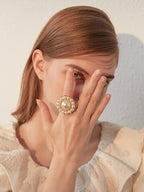 FN Simple Artificial Pearl Flower Ring LOJS26
