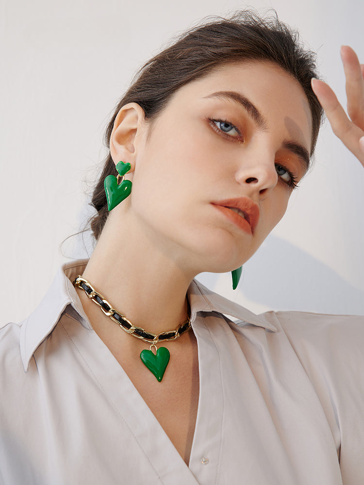 FN Green “Loveâ€?Pendant Earrings LOJS66