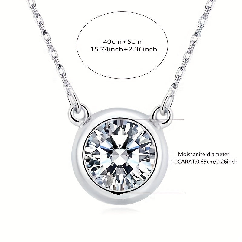 925 Sterling Silver Moissanite Pendant Necklace - Perfect Gift for Mother, Grandmother, Wife, Girlfriend, Daughter - Ideal for Mother's Day, Anniversary, Birthday