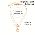 2pcs Hollow Geometric Round Pendant Snake Bone Pendant Necklace