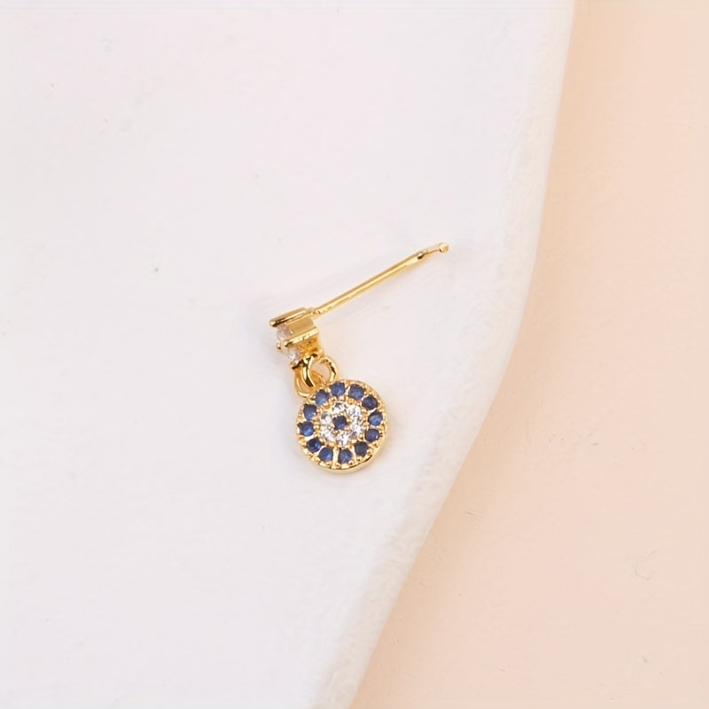 1pc Round Devil's Eye Shape Pendant Nose Nail Inlaid Shiny Zircon L-Shaped Ear Cartilage Piercing Body Jewelry Nose Ring