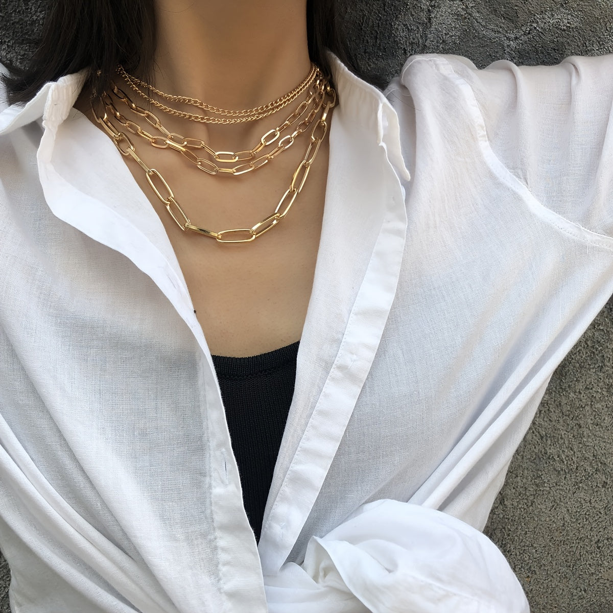 Vintage-Inspired Layered Necklace - Simple Metal Chain Bone Chain Jewelry for Women