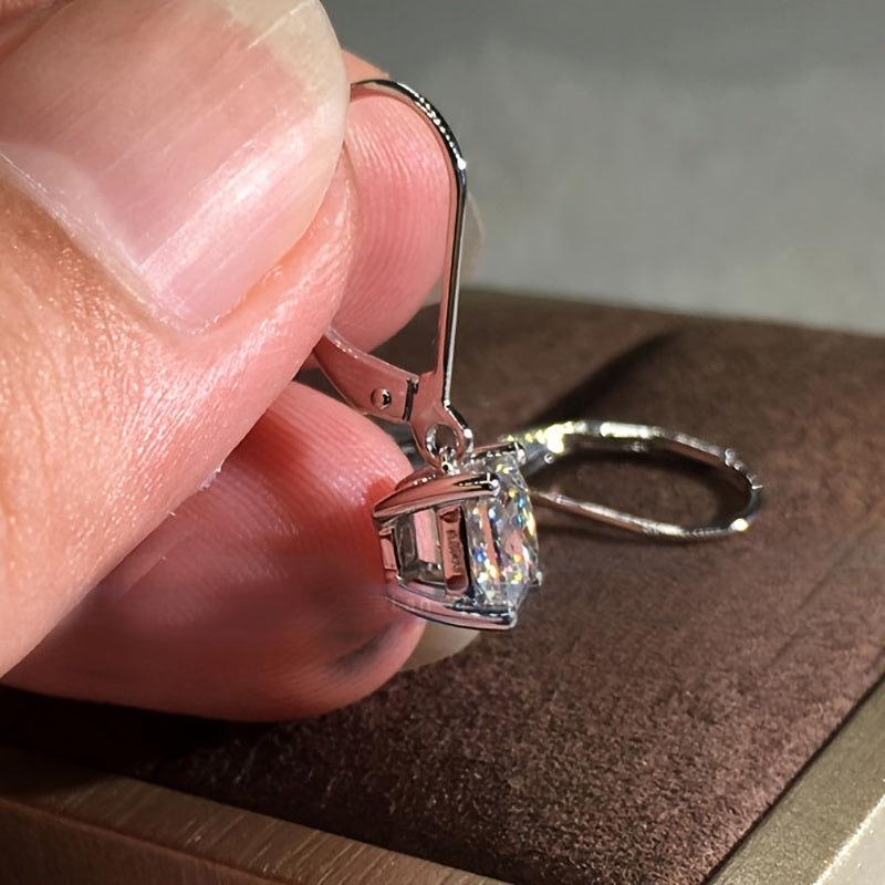 White Zircon Geometric Square Earrings Daily Wedding Party Engagement Fitting Valentine's Day Gift Proposal Gift