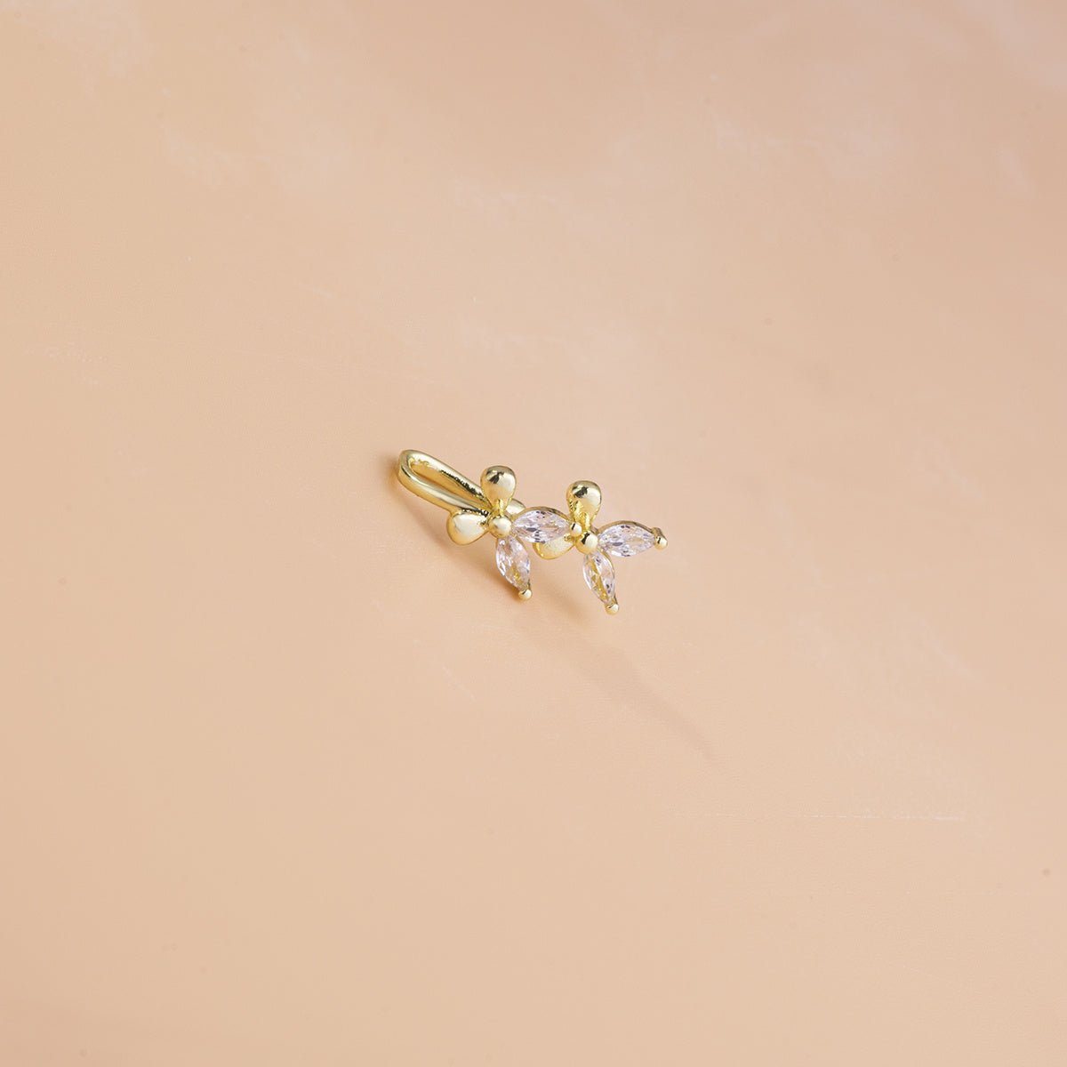 One Charm Double Butterfly Copper Zircon Nose Clip
