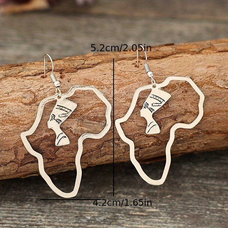Add a Touch of Vintage Glamour with These Unique Egyptians Human Face Drop Earrings in Golden and Silver