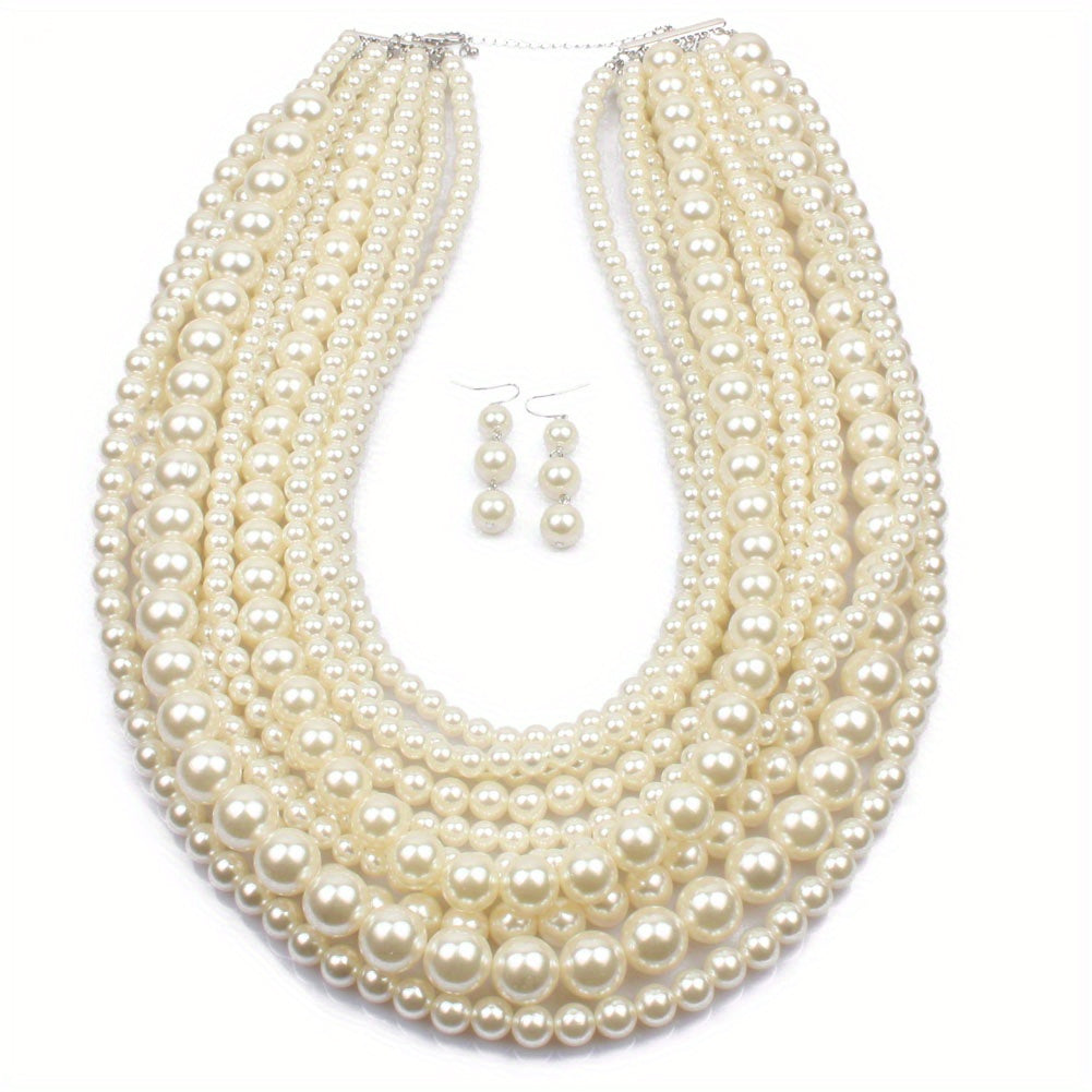 3pcs Boho Style Jewelry Set - Milky Stone Earrings and Necklace for Daily Outfits and Parties