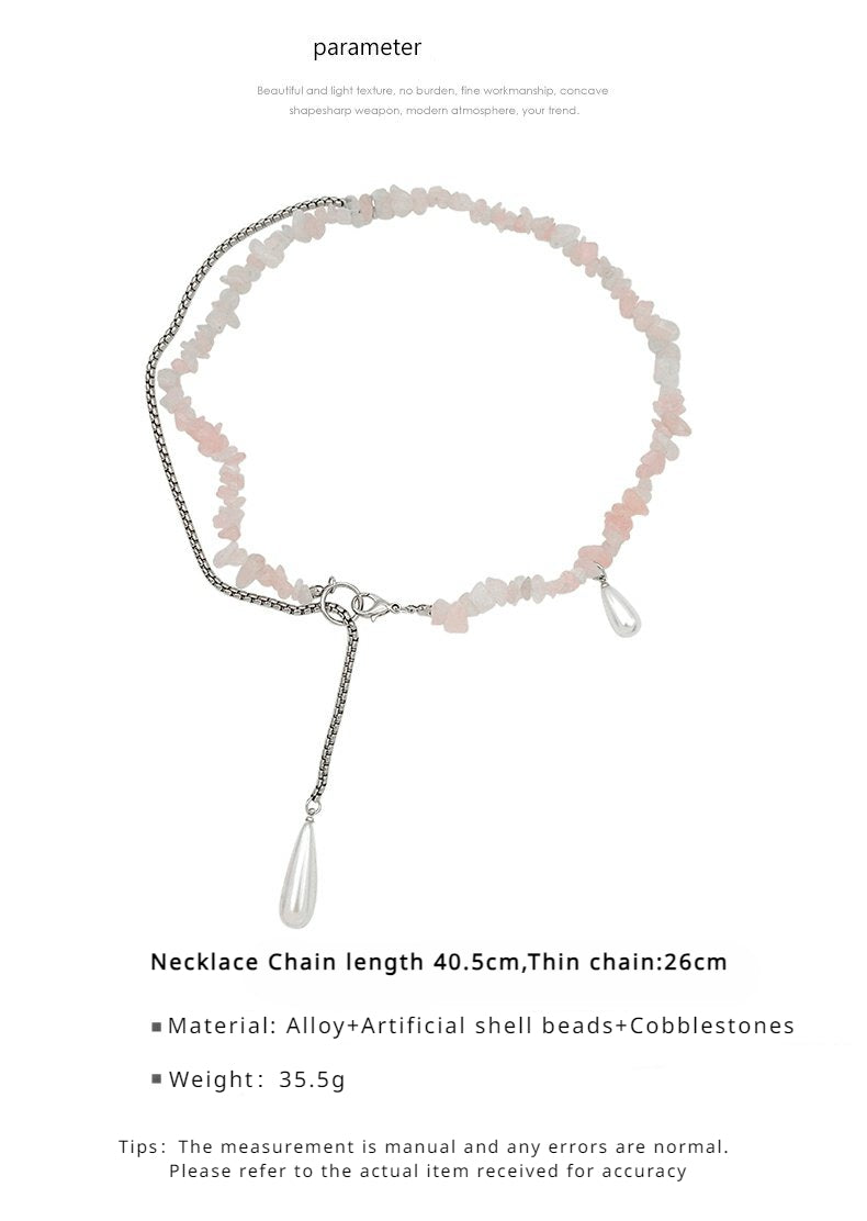 FN Asymmetric Pendant Chain Crystal Necklace LOJS84
