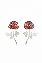 FN 925 Silver Needle Hollow Rose 3D Earrings LOJS125