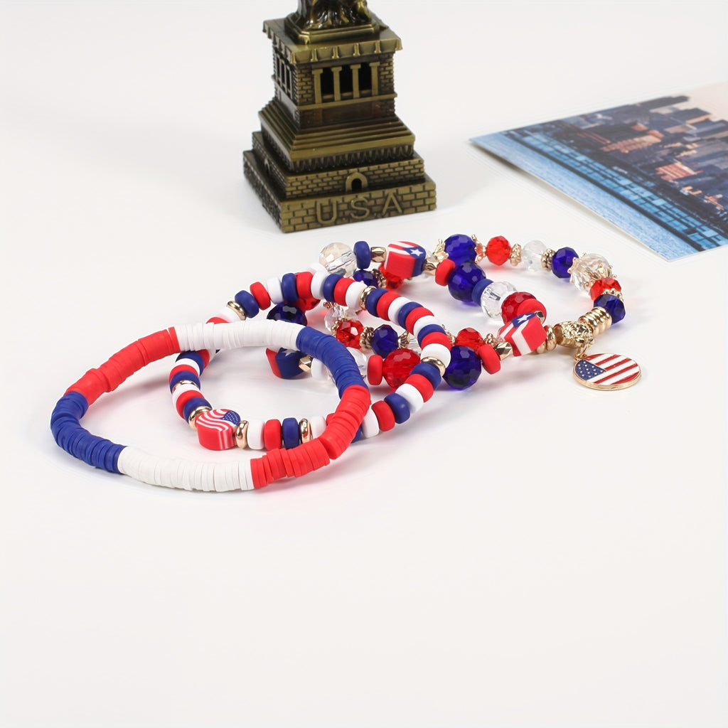 Celebrate Independence Day with our Colorful Flag Shape Beaded Bracelet
