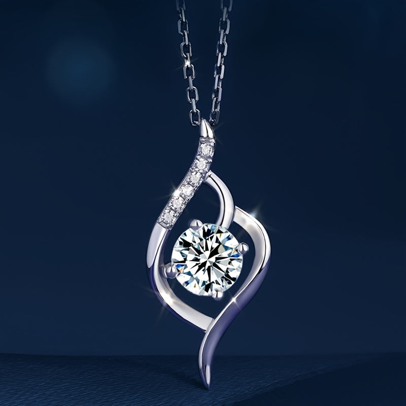 Sparkling Moissanite Pendant Necklace - 925 Silver Chain Jewelry for Women - Perfect Valentine's Day or Mother's Day Gift