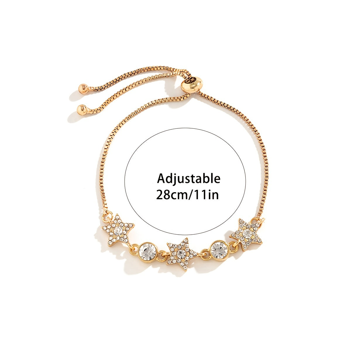 Shine like a Star with our Adjustable Shiny Chain Bracelet Inlaid with Rhinestones for Hand Jewelry Decoration