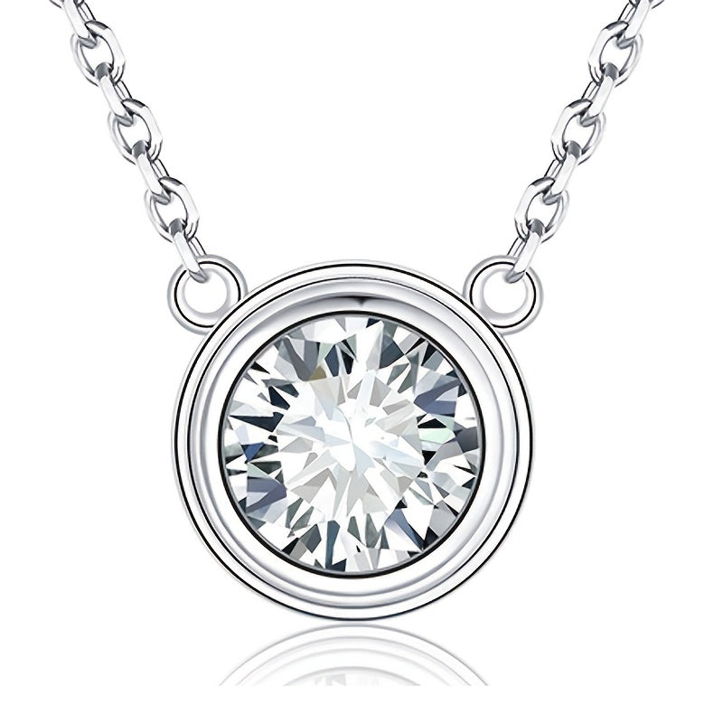 1 Ct Round D Color VVS Moissanite Necklace Sterling Silver Jewelry Necklace Iced Out Pendant Moissanite Pendant