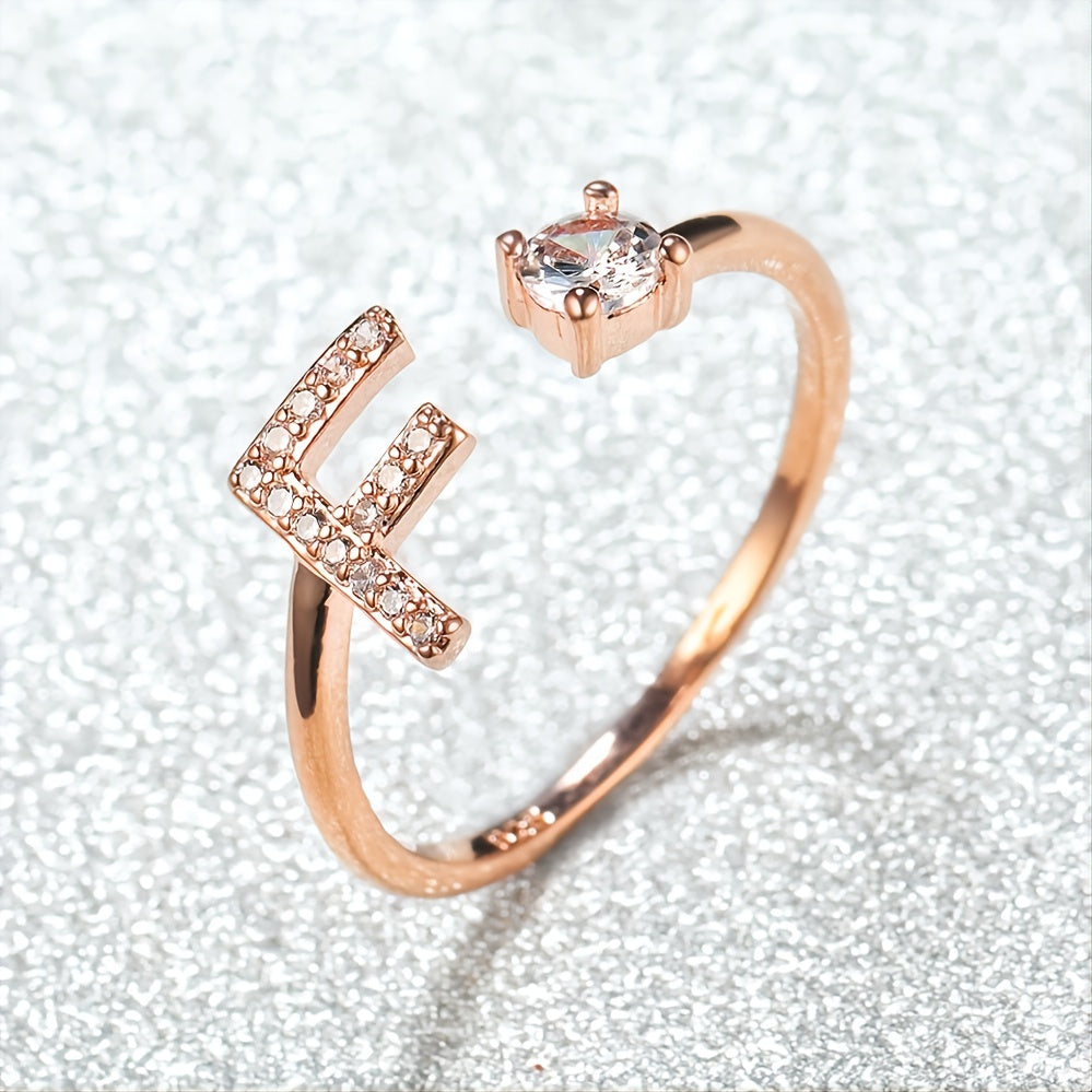 Rose Gold 26 Letter Initial Ring - Perfect for Weddings, Love, and Bridesmaid Gifts!