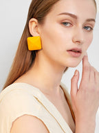FN Faux-leather Hoop Stud Square Earrings LOJS117