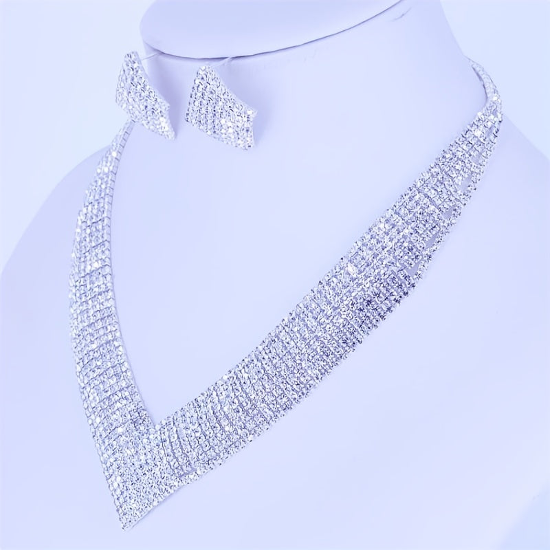 Elegant Glow in the Dark Zircon Necklace and Earrings Set for Weddings and Celebrations