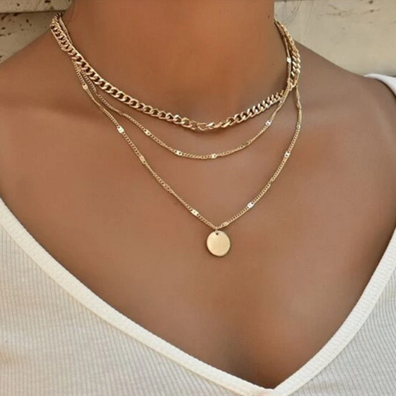 Women's Chain Disc Layered Necklace Jewelry Gift For Daily Party Decor Accessories