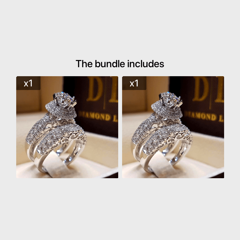Sparkling Big Zircon Stone Ring Set: A Perfect Fashionable Bridal Wedding Ring Set