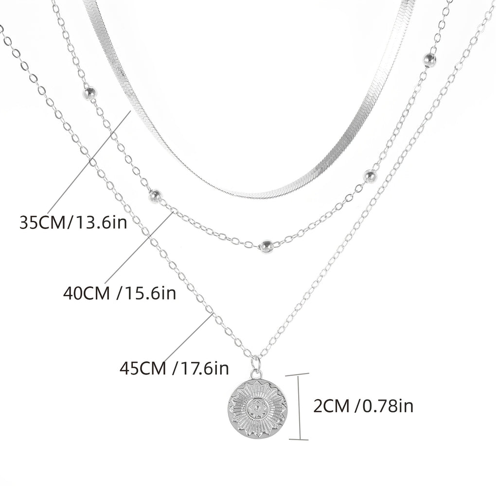 Simple Multi-layer Flounce Pendant Necklace For Women Blade Chain Neck Chain