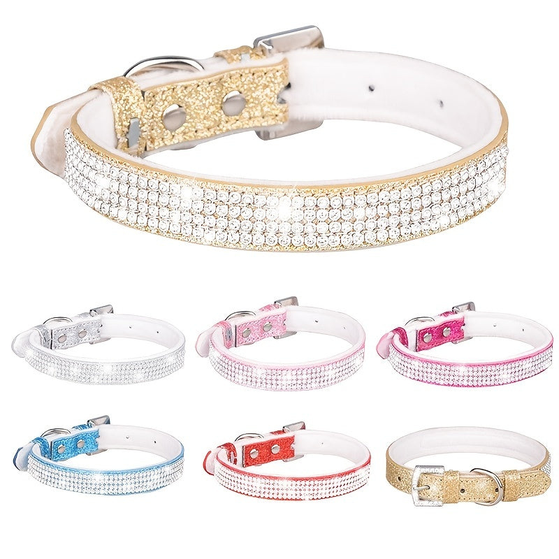 Upgrade Your Pet's Style with Our Beautiful Velvet Collar with Rhinestone Buckle - Perfect Fit for Dogs and Cats!