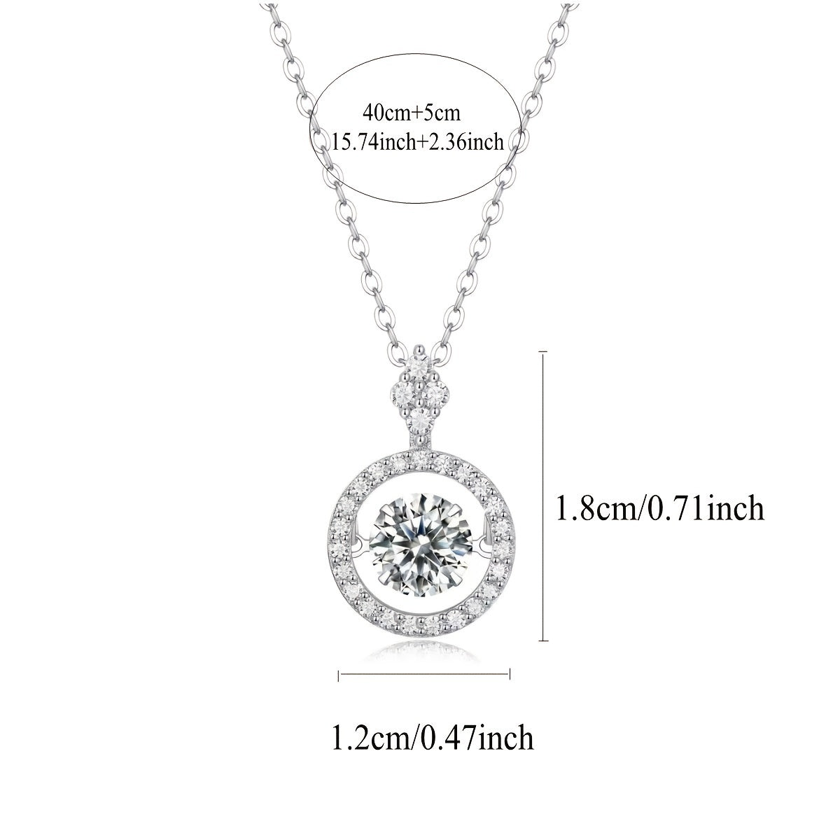 Adjustable Moissanite Pendant Necklace - Stunning 925 Silver Jewelry for Women & Girls - Perfect Gift for Valentine's Day, Mother's Day, Thanksgiving, Anniversary, or Birthday