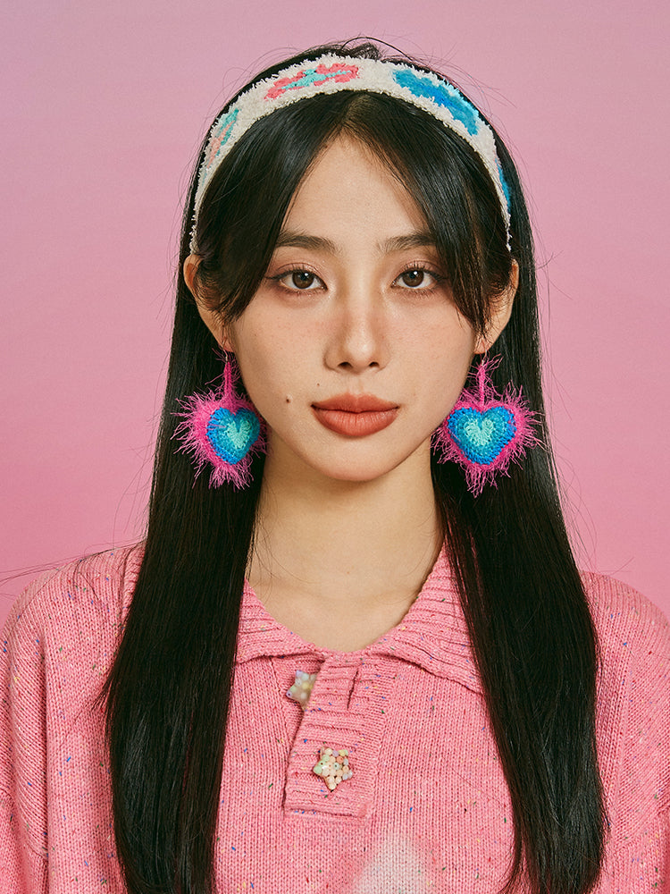 LB Hand Crochet  Gradient Earrings "Love" Ear Clip LOJL84