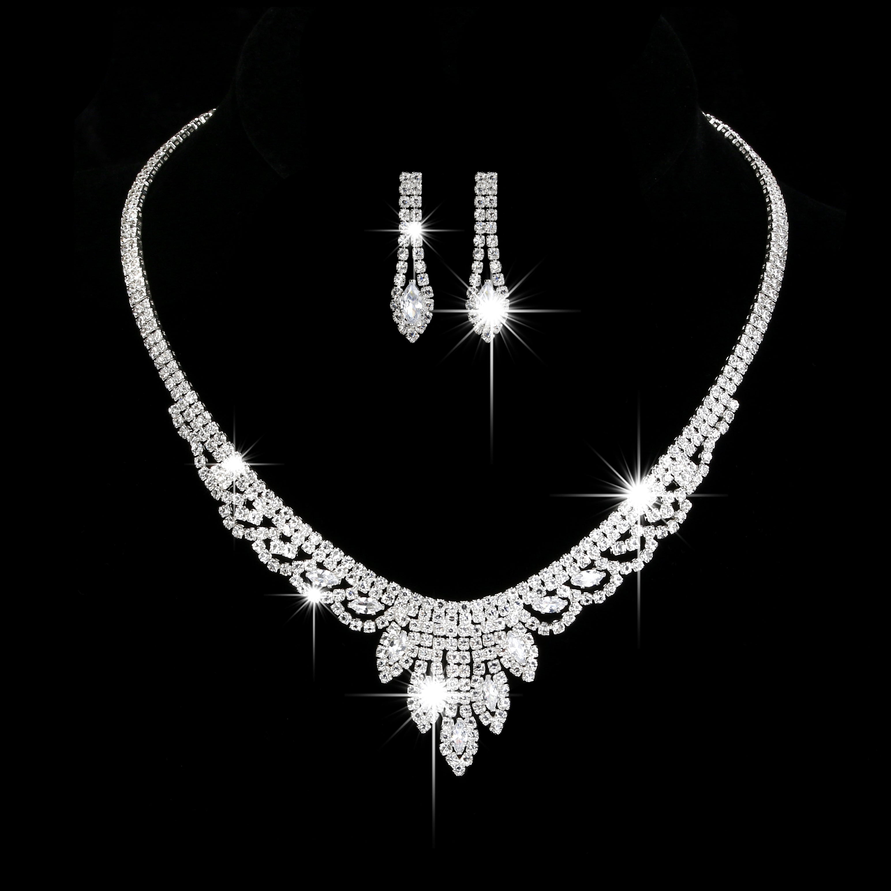 Elegant Zircon Jewelry Set - Silver Plated Necklace, Earrings, and Bracelet for Weddings, Engagements, and Holidays - Perfect Gift for Brides and Women